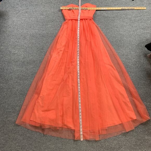 Eva Mendes Dress Womens 0 Deep Peach Sweetheart Strapless Chiffon Lined Maxi - Picture 7 of 14